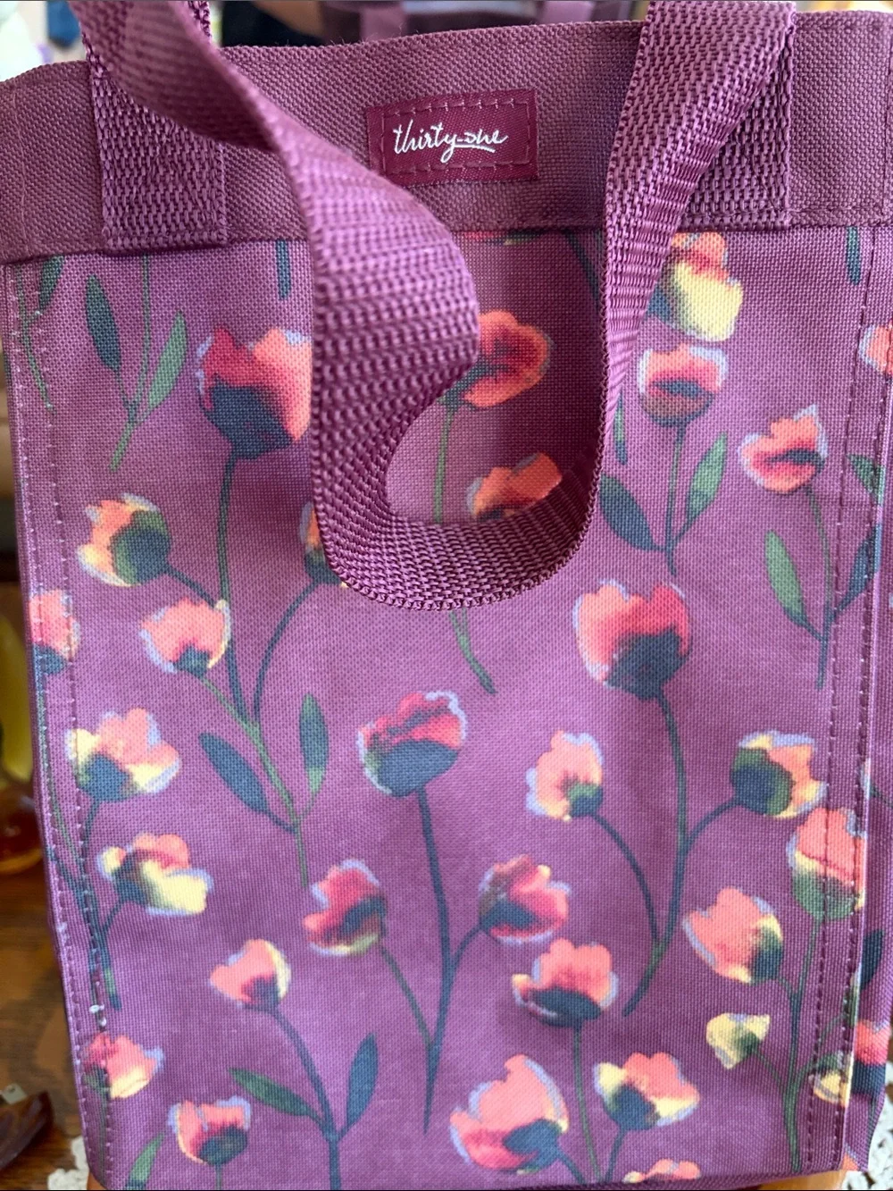 thirty-one Plum Floral Vertical Tote